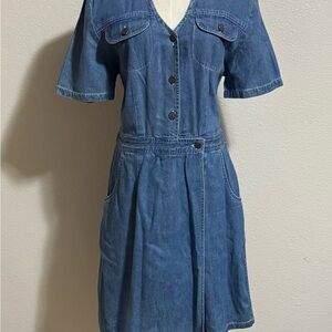 Vintage Studio Wear Petite Women’s Denim Short Jumpsuit Size 12 Blue